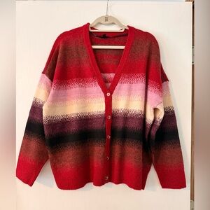 torrid Red Pink Ombre Button-Front Cashmere Cardigan